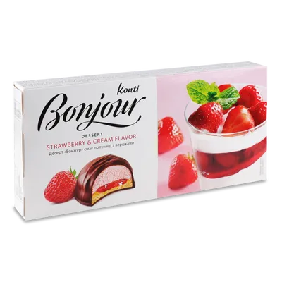 Десерт Konti Bonjour зі смаком полуниці з вершками